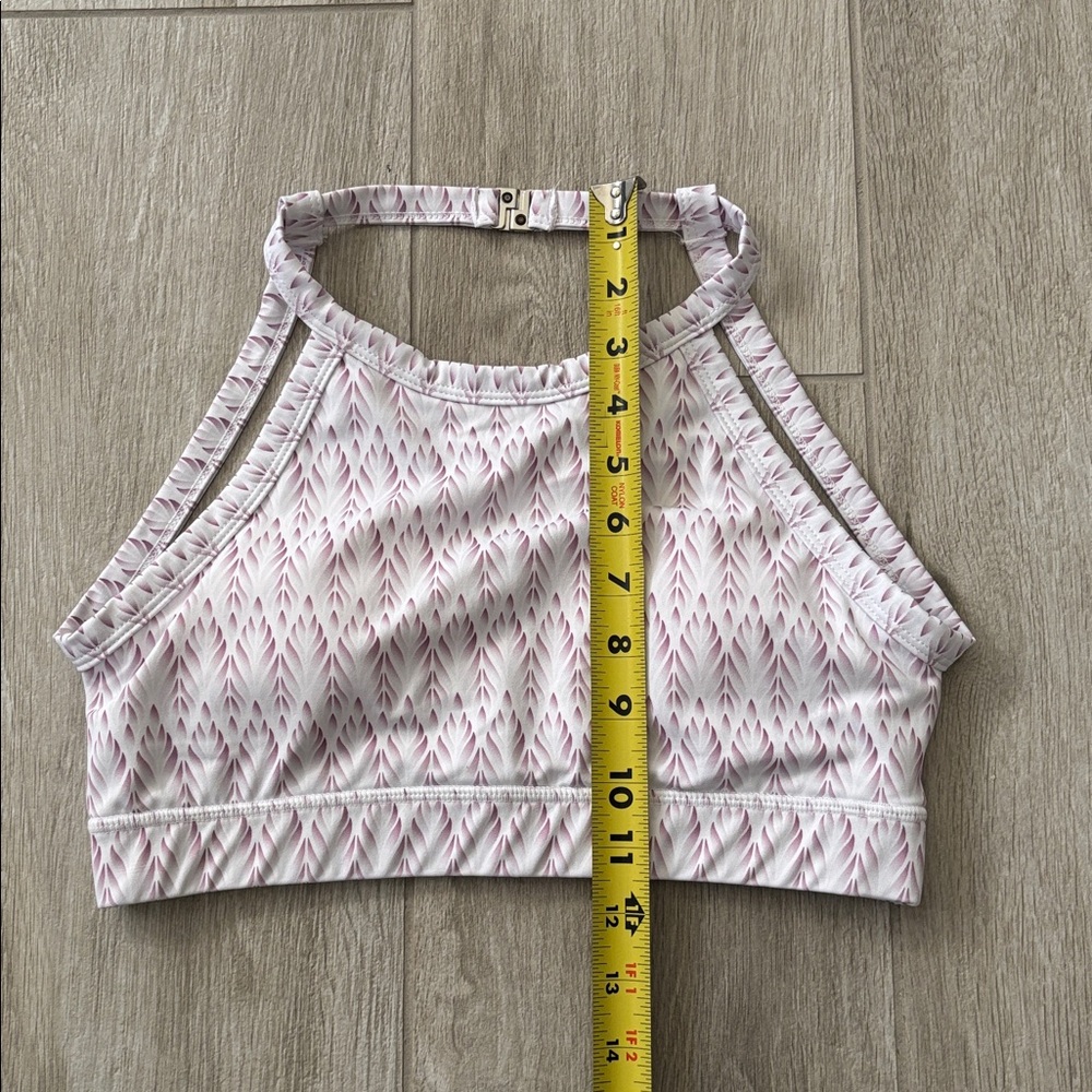 Buffbunny High Neck White & Purple Pink Geometric Pattern Sports Athletic Bra - Picture 5 of 7